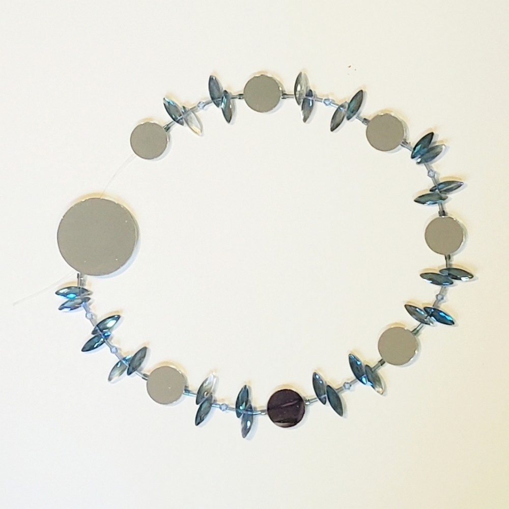 SUNCATCHER Blue Iridescent One-of-a-Kind Handcrafted Beaded Hanging Wall Décor